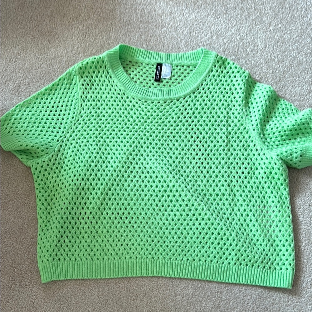 Size XL Neon Green Mesh Sweater